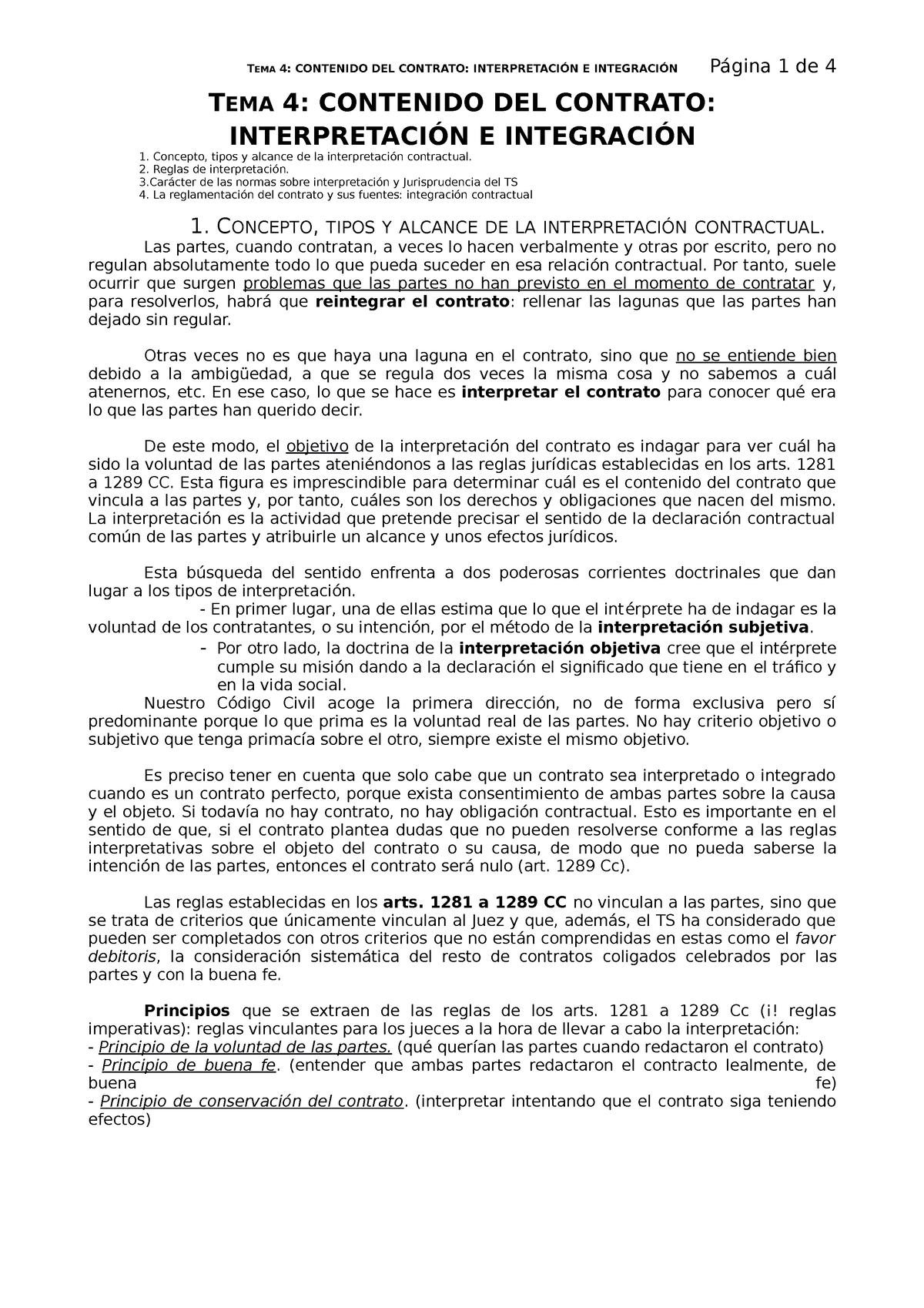 Tema 4 Contenido Del Contrato Interpretación E Integración 2 Tema 4 Contenido Del Contrato 0435