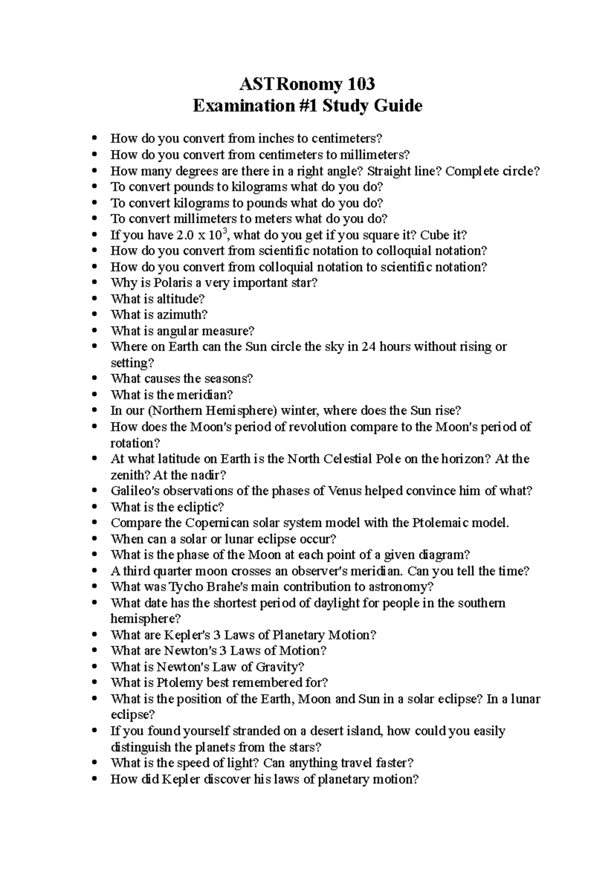 Examination 1 study guide-astr 103 2015/2016 - ASTRonomy 103 ...
