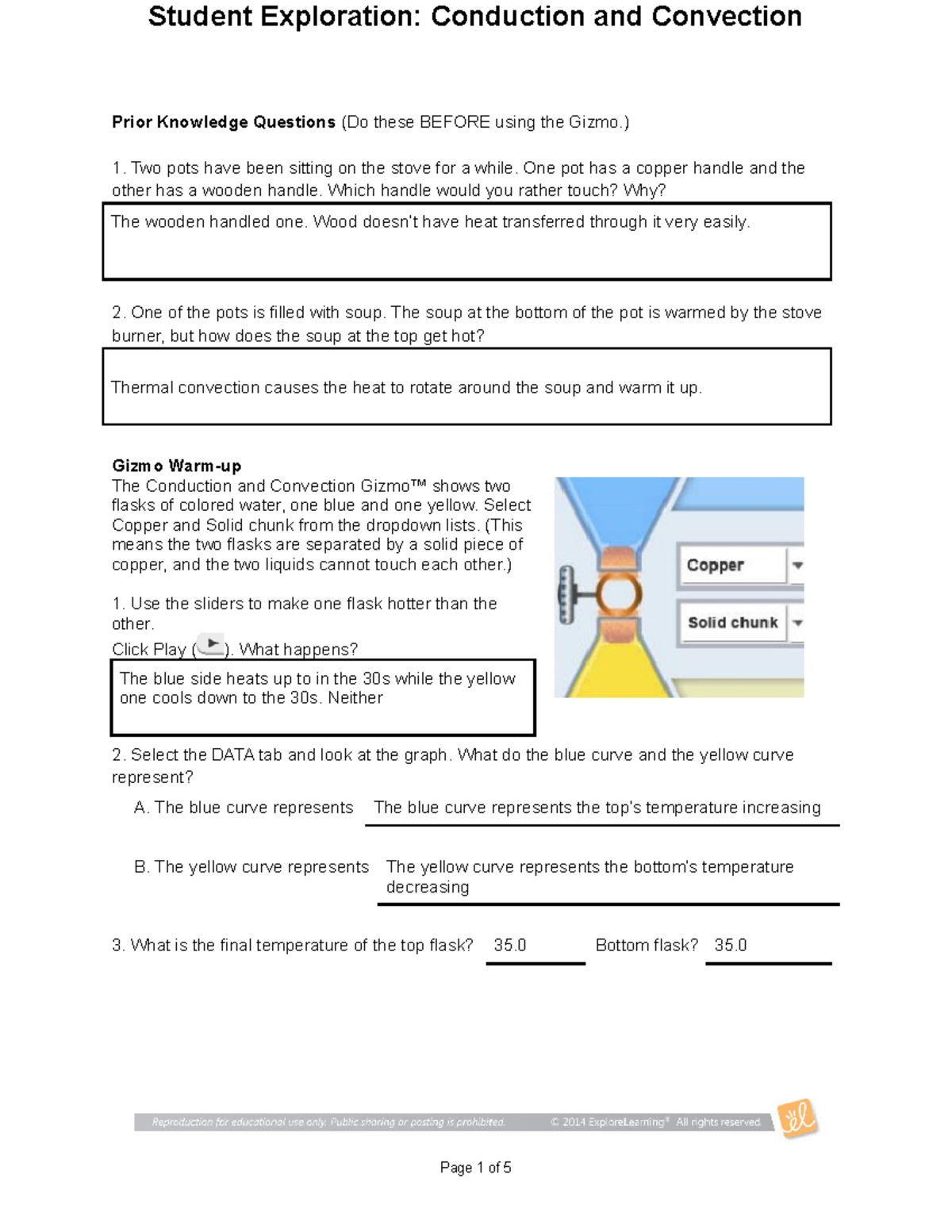 Student Exploration Conduction and Convection - Prior Knowledge ...