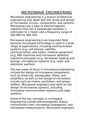 Microwave Engineering - MICROWAVE ENGINEERING Microwave Engineering Is ...