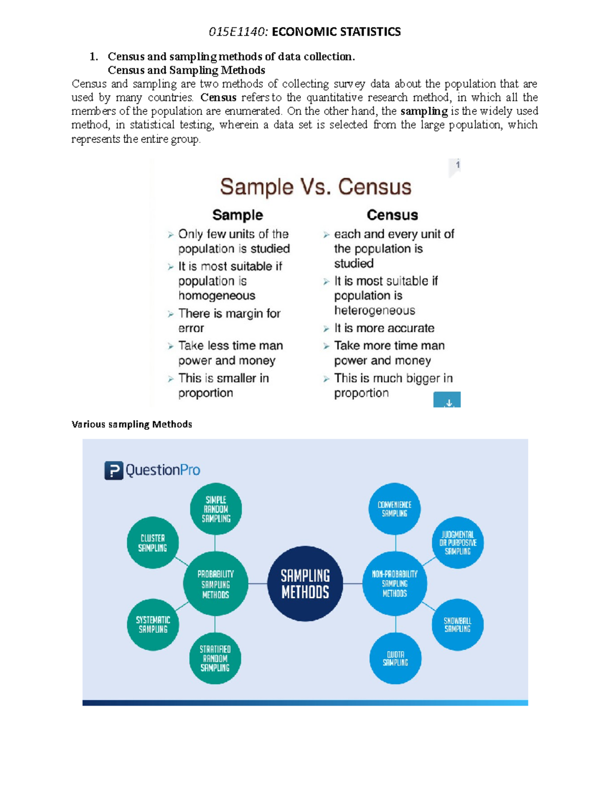Economic Statistics - 015E1140: ECONOMIC STATISTICS 1. Census and ...