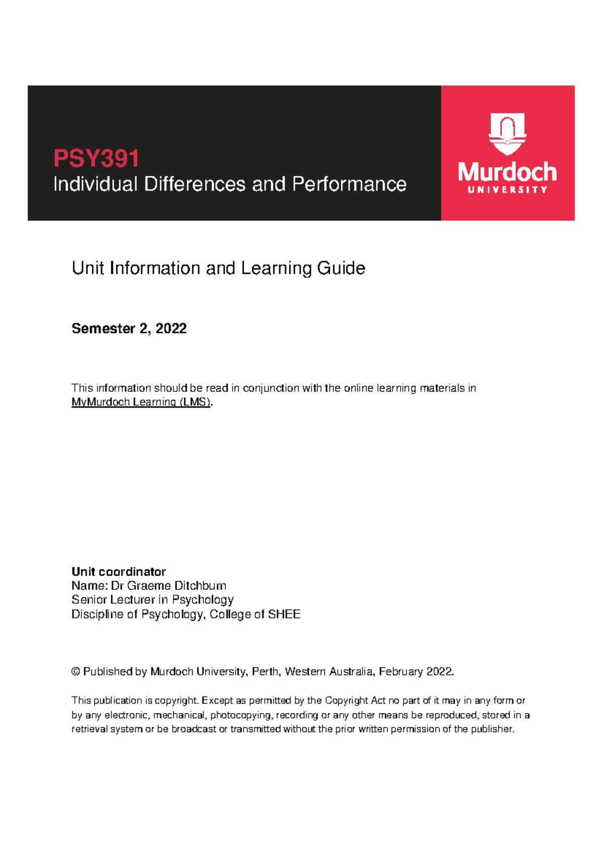 Unit Guide Sem 1 2022 - Unit Information And Learning Guide ...