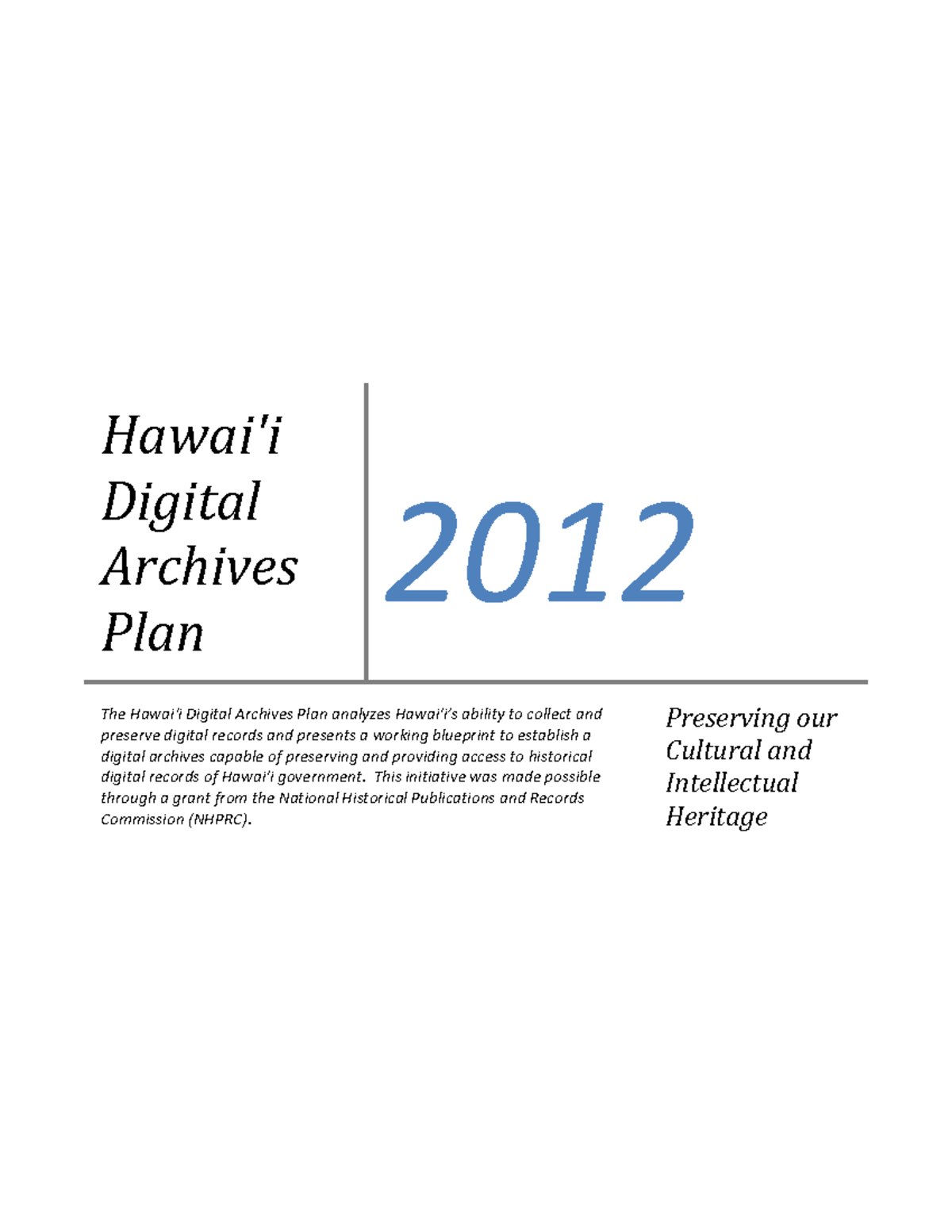 Hawaii Digital Archives Master Plan - Hawai'i Digital Archives Plan ...