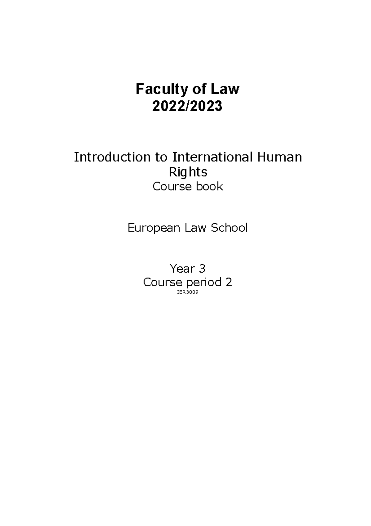 BB Introduction To International Human Rights Copy - Faculty Of Law ...