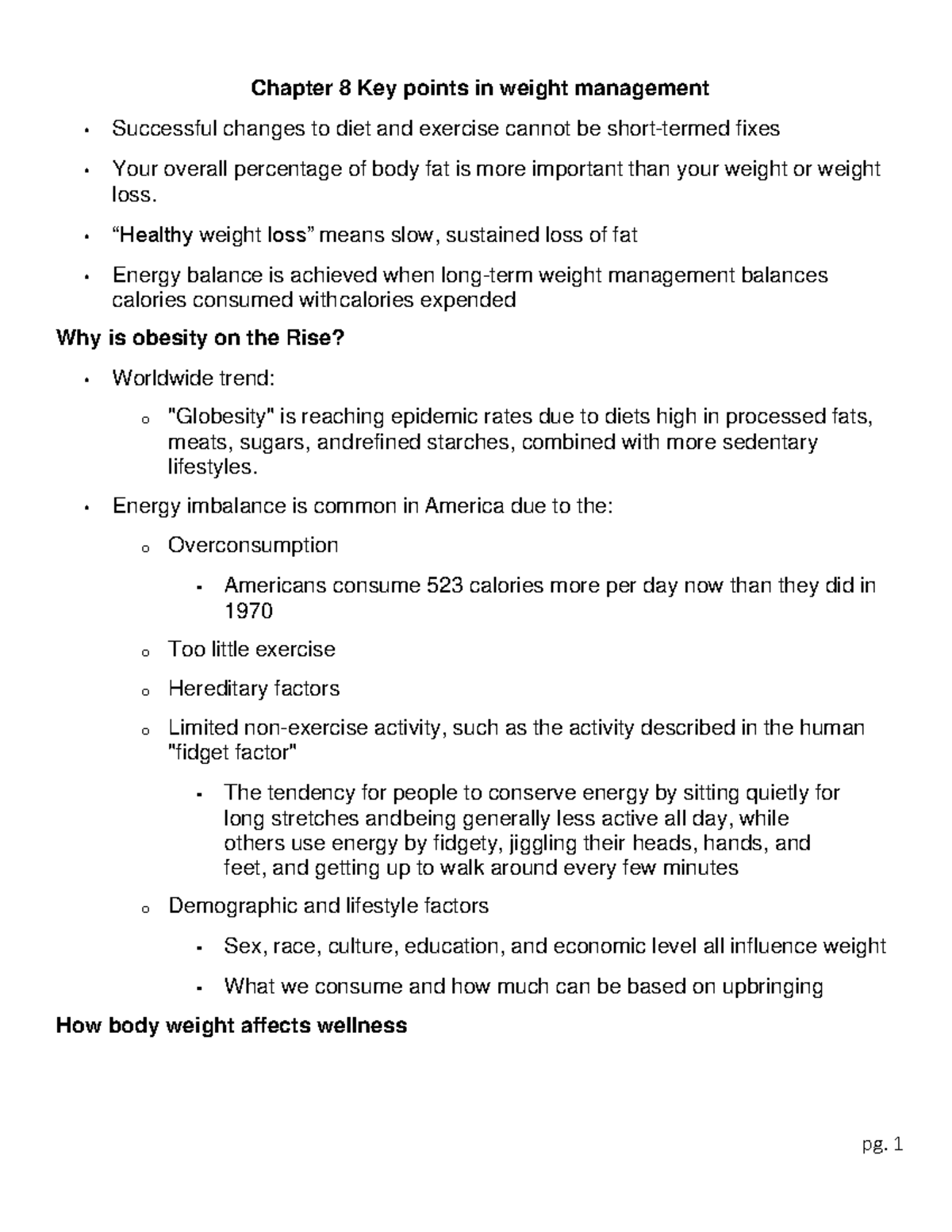 Chapter 8 Key points in weight management - Chapter 8 Key points in ...