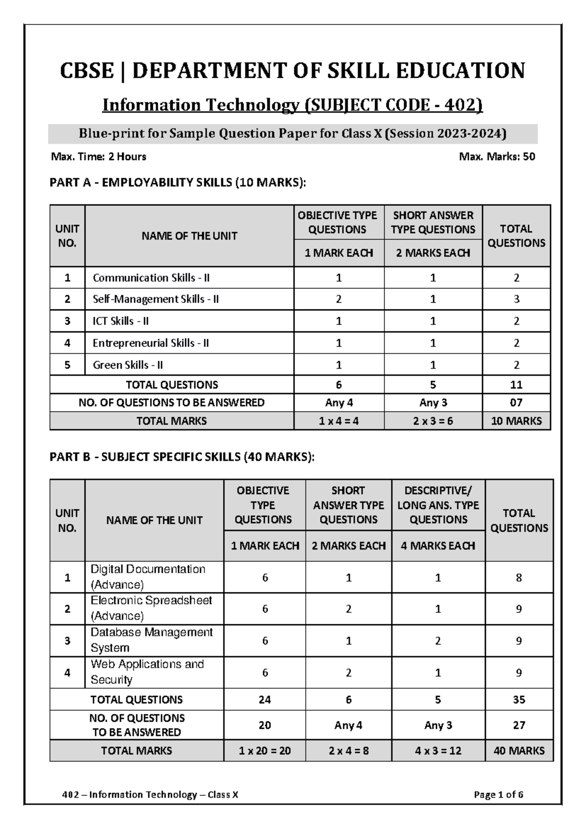 402 Information Tech SQP - CBSE | DEPARTMENT OF SKILL EDUCATION ...