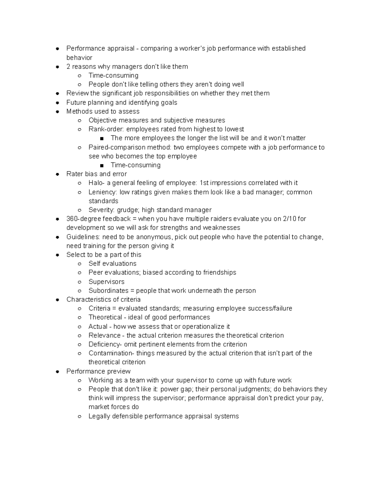 Chapter 4 Lecture Notes - Performance appraisal - comparing a worker’s ...