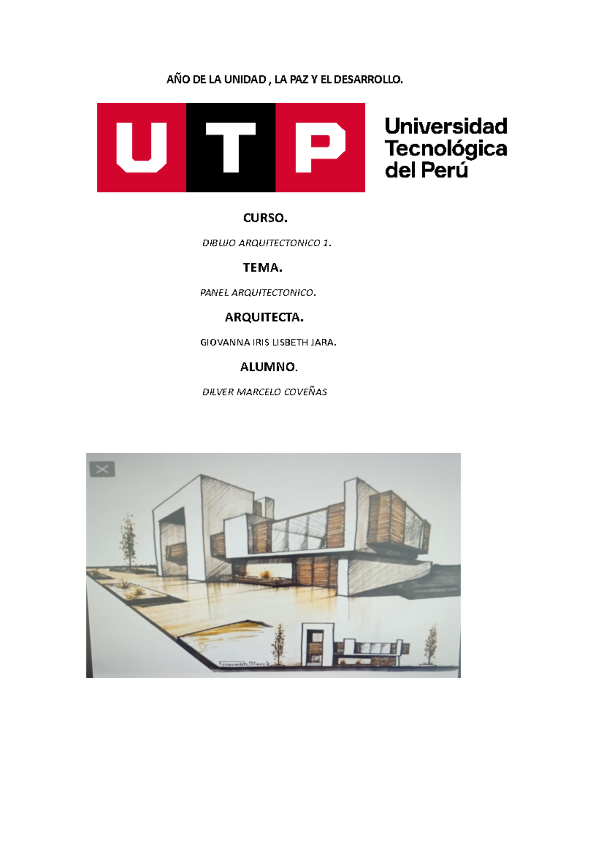 Panel Arquitectonico Dibujo 1 - Taller Arquitectonico - AÑO DE LA ...