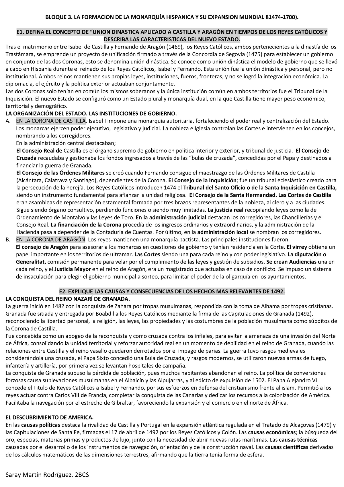 Bloque 3 Historia España Bloque 3 La Formacion De La MonarquÍa Hispanica Y Su Expansion 5128