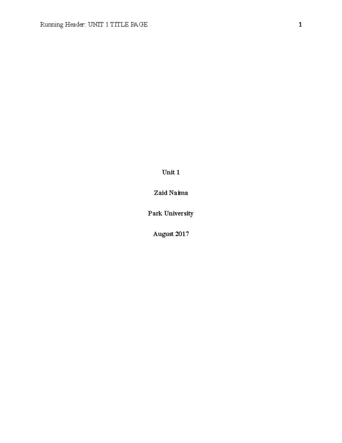 HA605 Unit 1 - Mandatory Homework - 1 Running Header: UNIT 1 TITLE PAGE ...