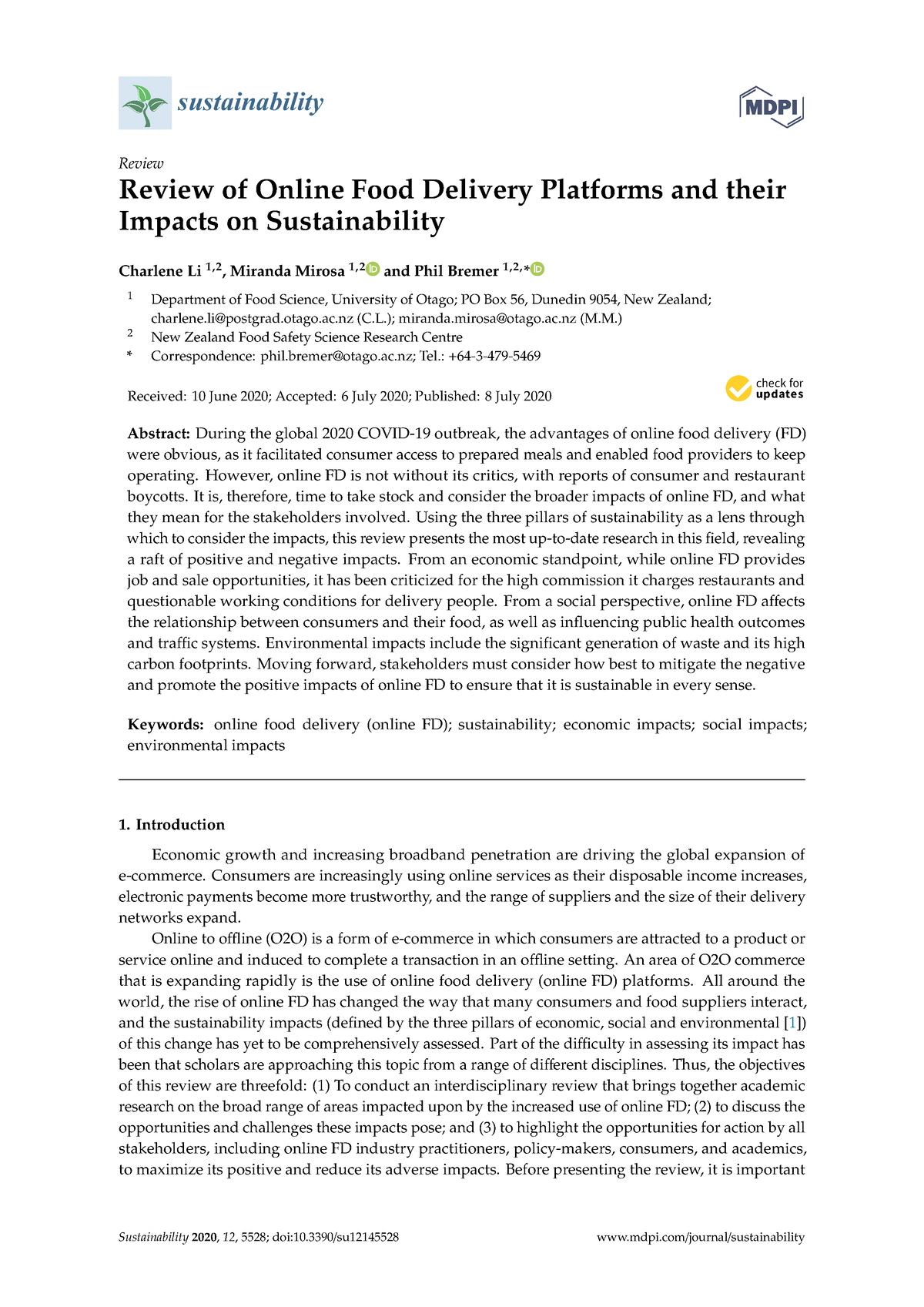 Sustainability 12 05528 V2 - Sustainability Review Review Of Online ...