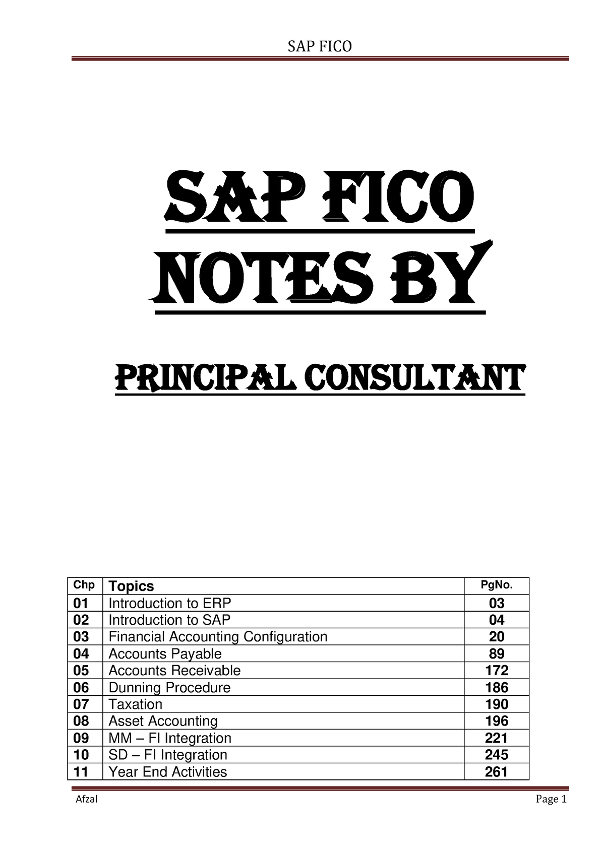 SAP FICO Notes - SAP FICO Notes By Principal Consultant Chp Topics PgNo ...