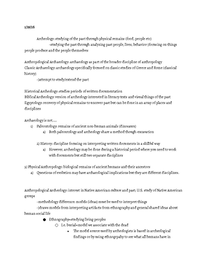 ANTH1003 - Archaeology Exam 1 - Archaeology - Trying to study the past ...