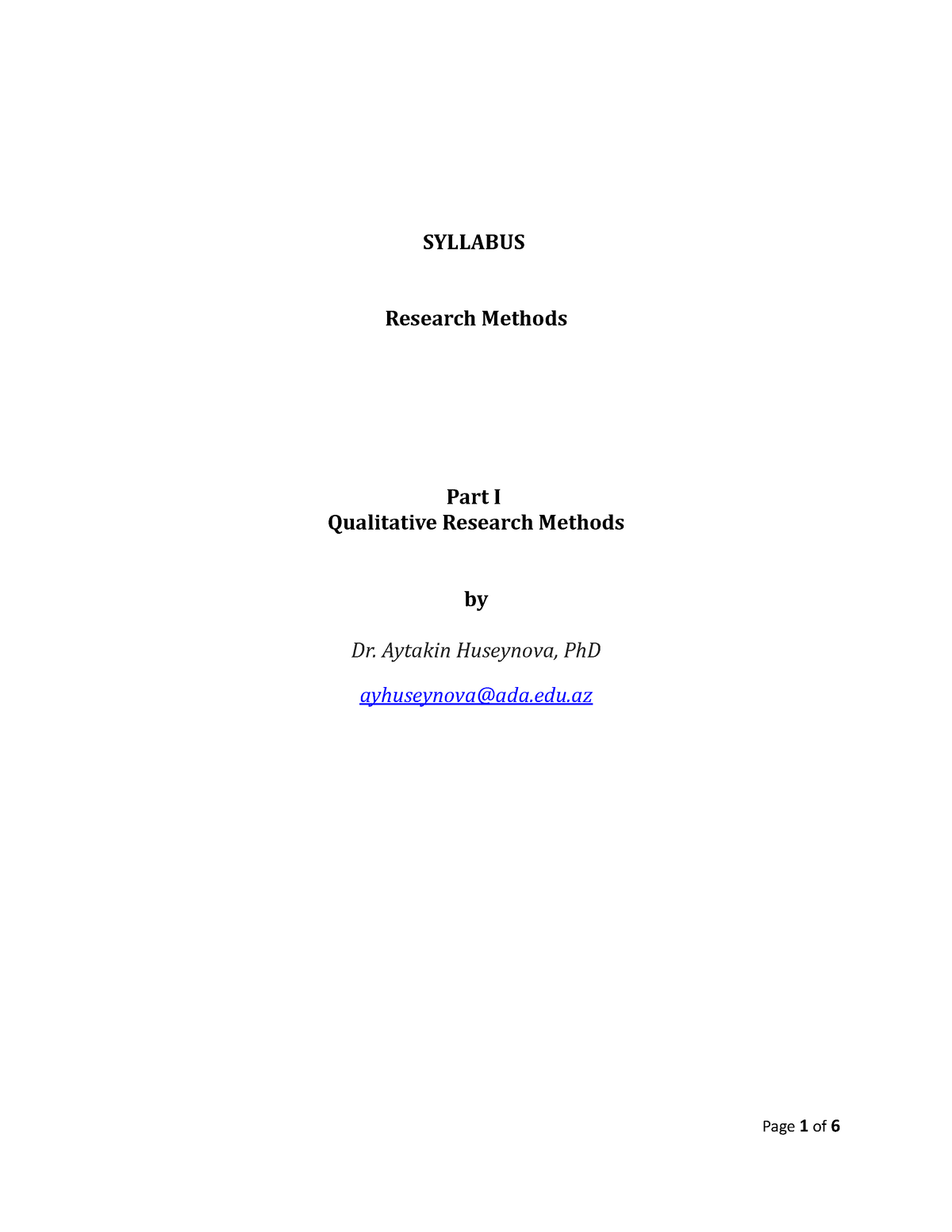 qualitative research methods syllabus