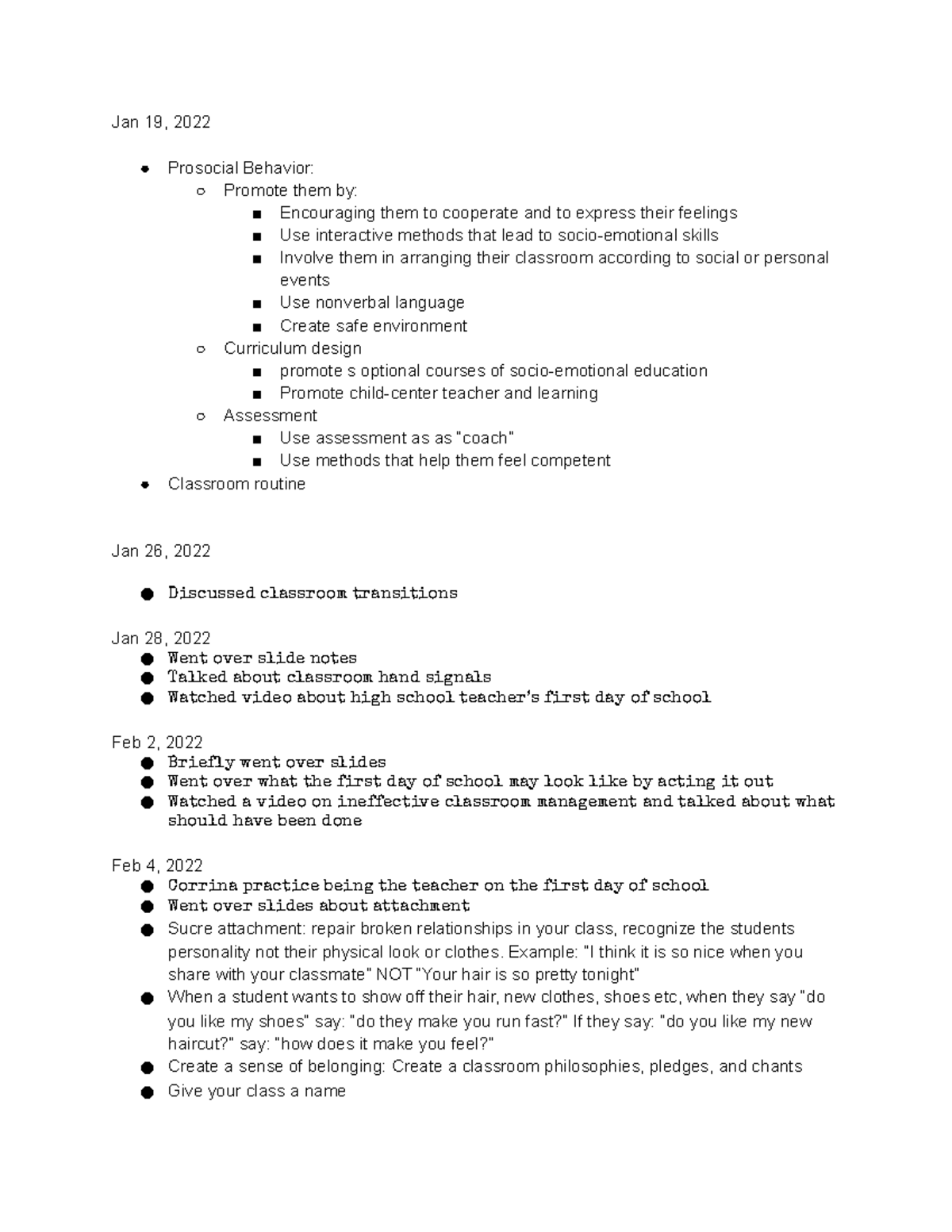 ECE-400 notes, first half - Jan 19, 2022 Prosocial Behavior: Promote ...