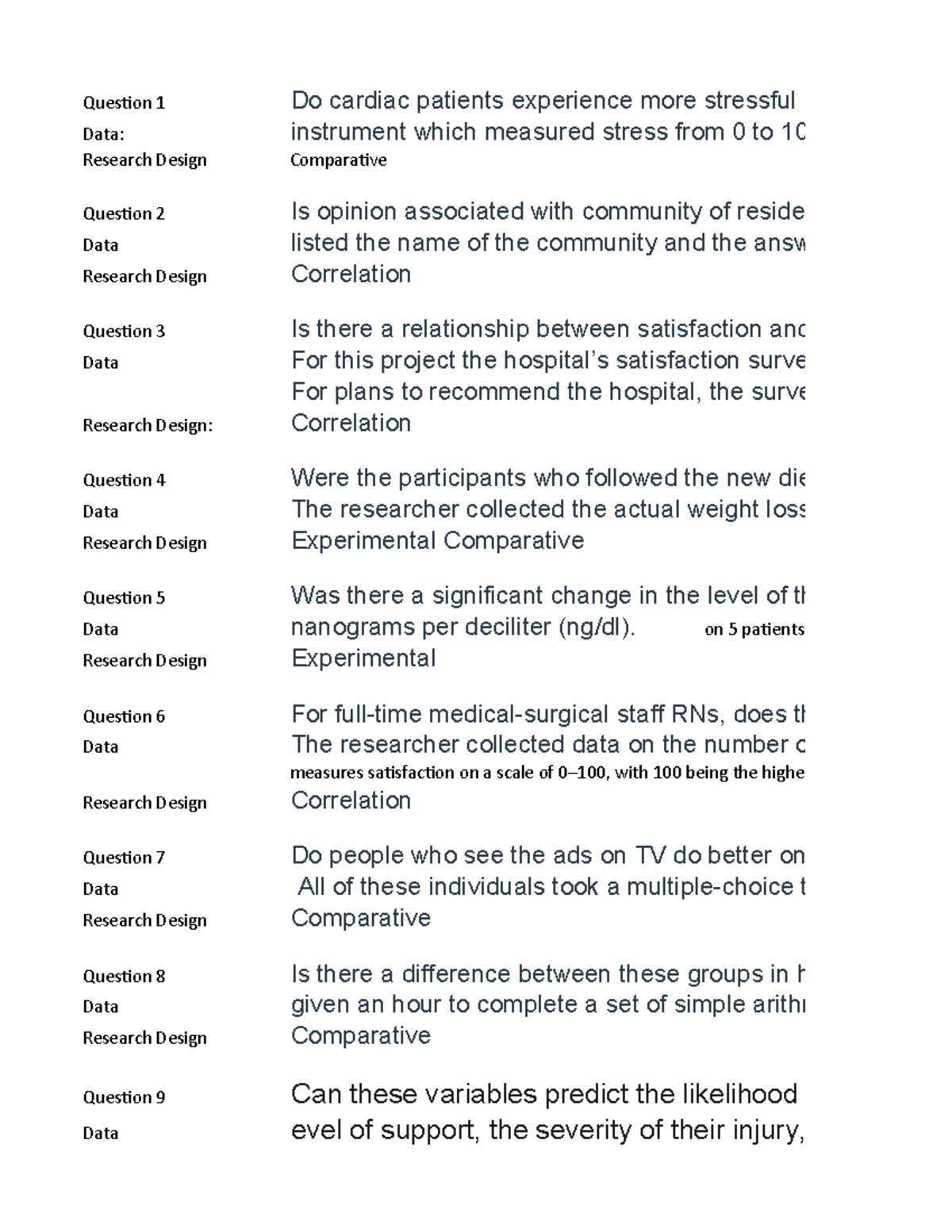 Week 8 Summary Guide Ques on 1 Do Cardiac Patients Experience More 