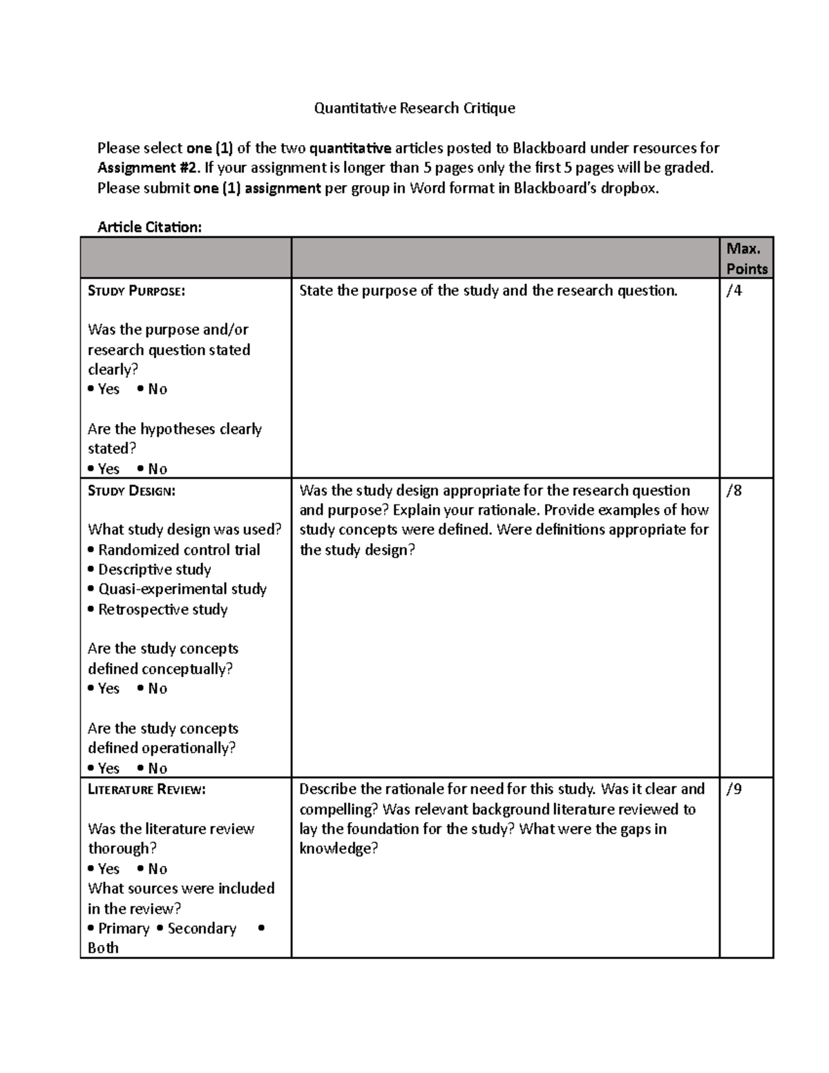 how to do a quantitative research critique