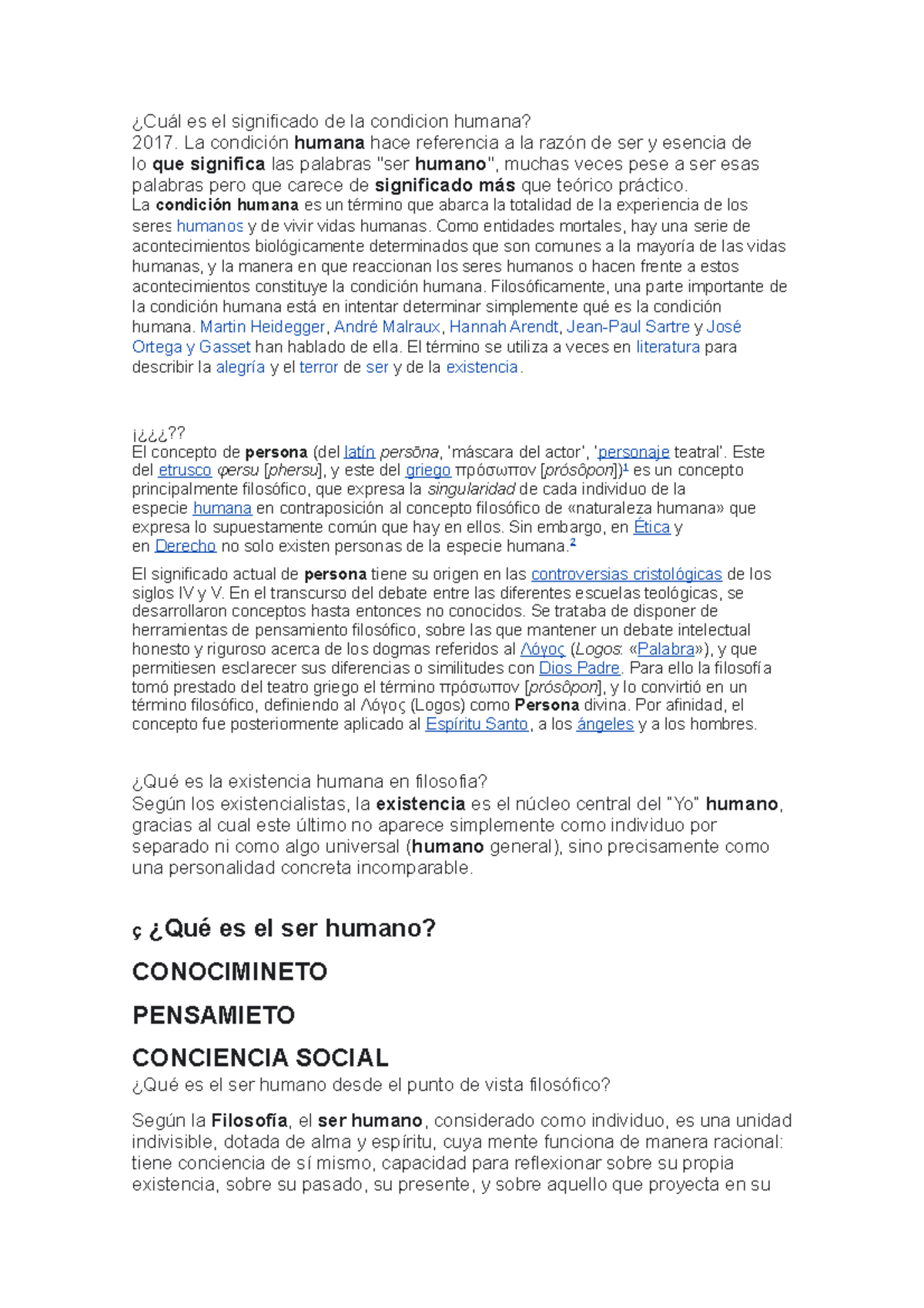 Cuál es el significado de la condicion humana - La condición humana ...