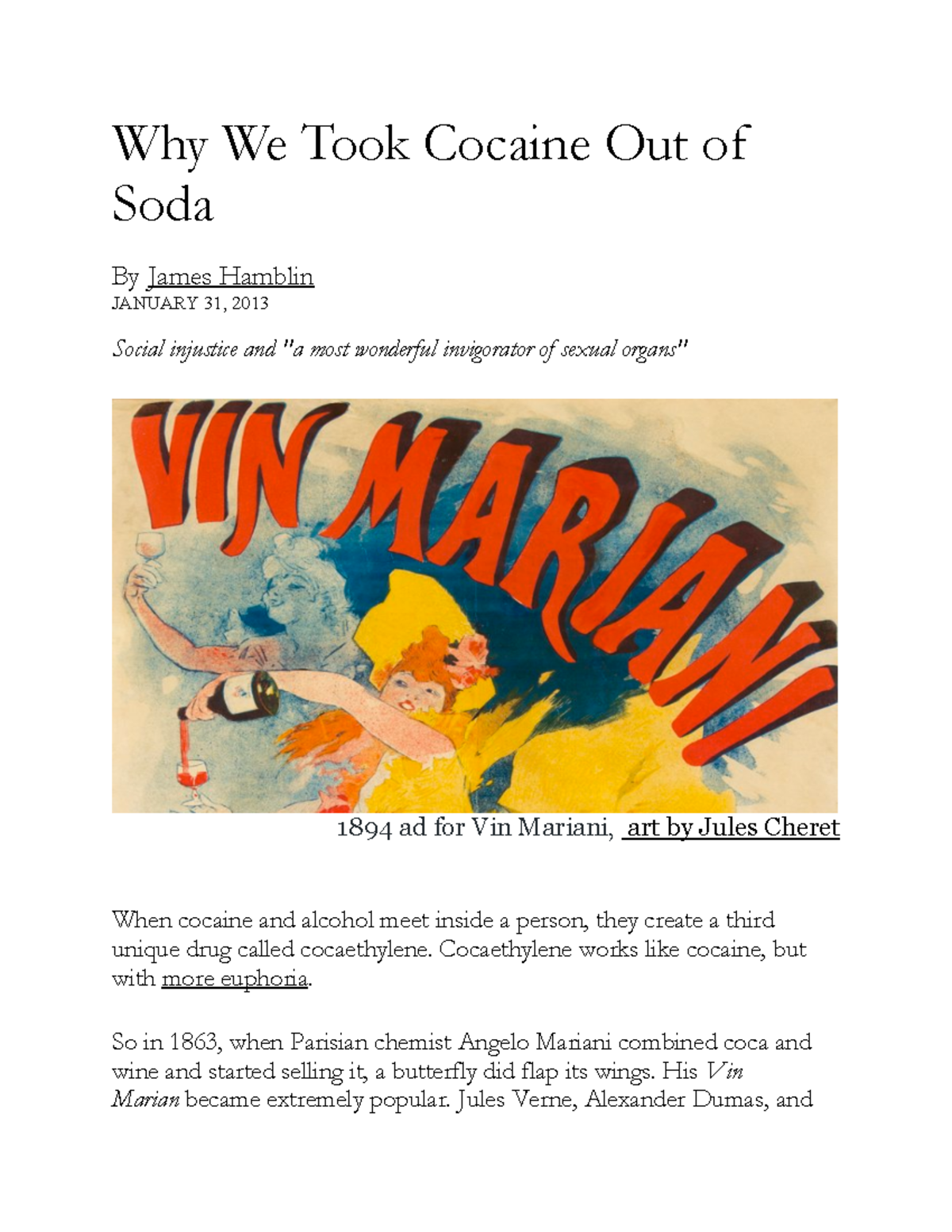 Why We Took Cocaine Out of Soda Atlantic 2013 Why We Took Cocaine Out
