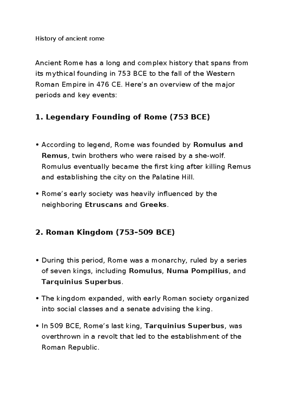 History of ancient rome - History of ancient rome Ancient Rome has a ...