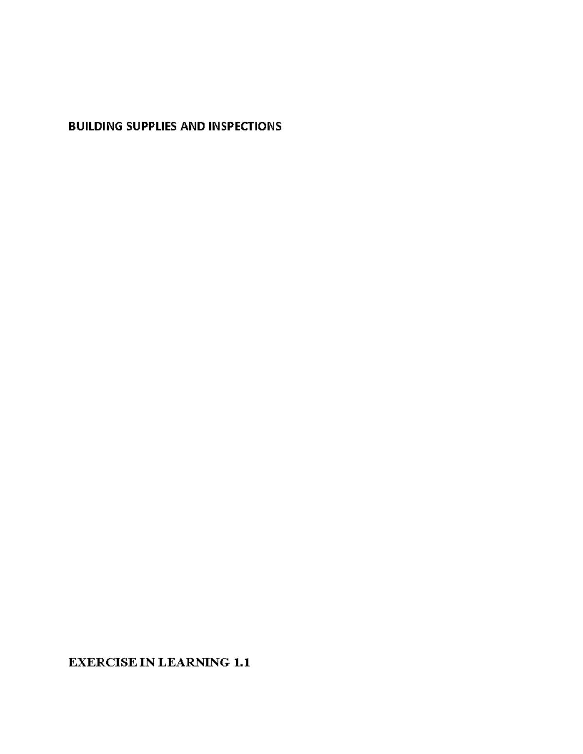 Building Supplies AND Inspections - BUILDING SUPPLIES AND INSPECTIONS ...