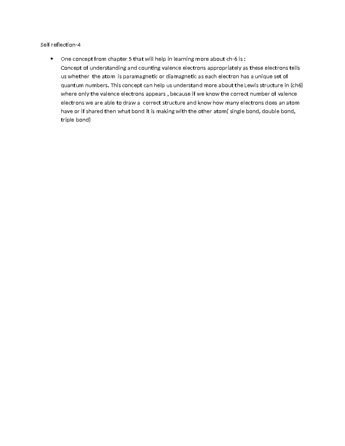 Self reflection 4 - intext question - Self reflection- One concept from ...