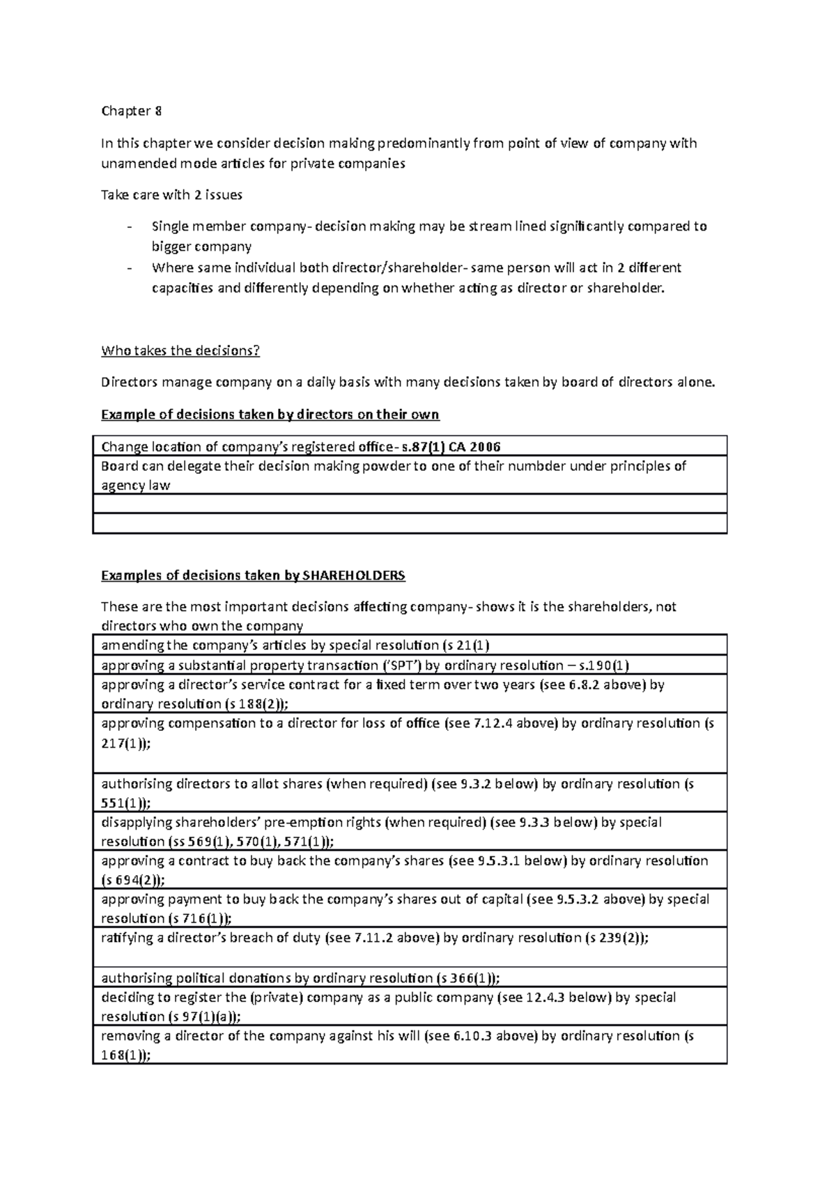 Chaoter 3 notes shrotened - Chapter 8 In this chapter we consider ...