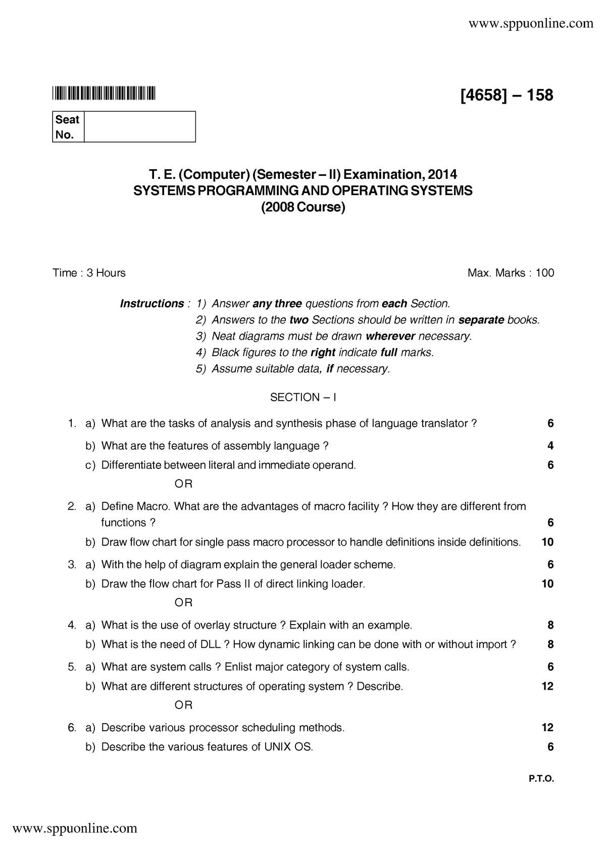 Be Computer 6 Sem Systems Programming Operating Systems P08 Dec 2014 ...