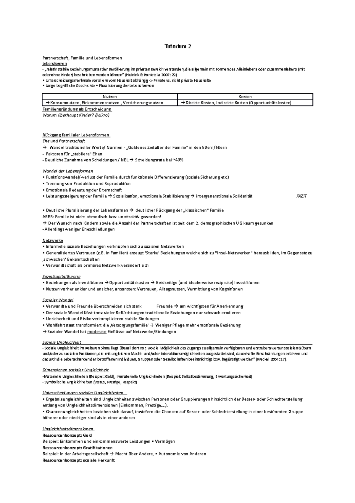 Sozialstrukturanalyse Tut2 - Tutorium 2 Partnerschaft, Familie Und ...