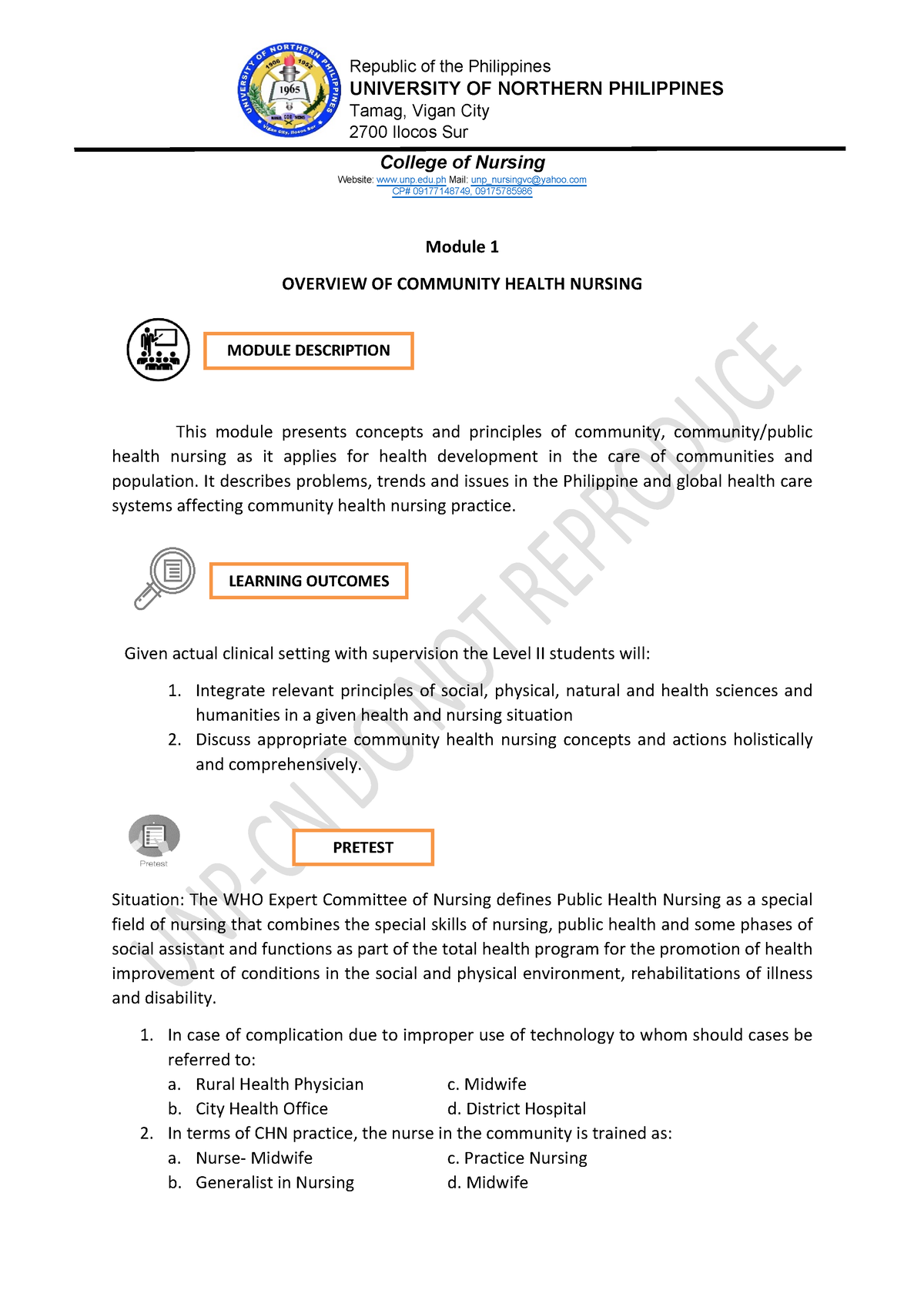 CHN Lec - M1 - CHN - UNP-CN DO NOT REPRODUCE UNIVERSITY OF NORTHERN ...