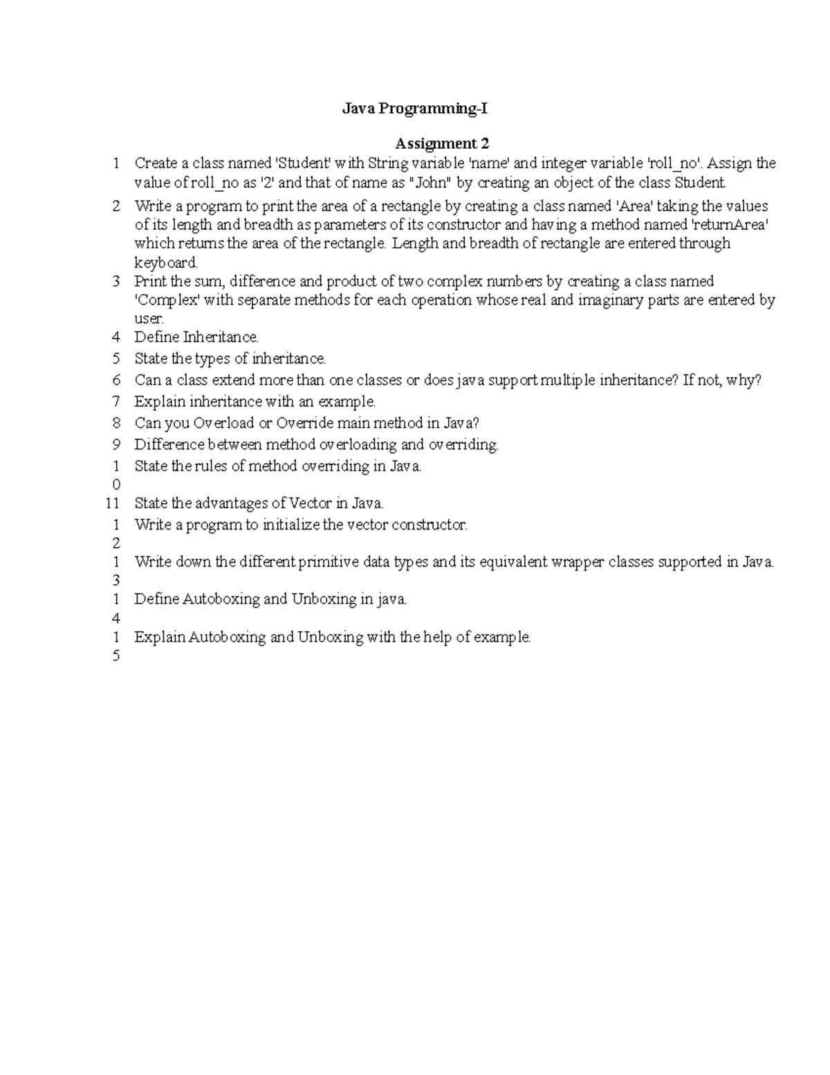Assignment 2 about operators - Java Programming-I Assignment 2 1 Create ... image.