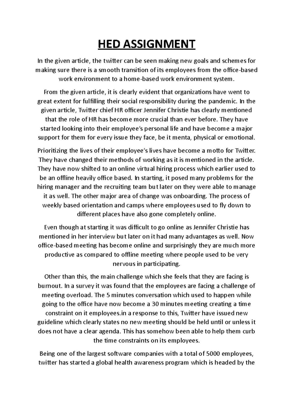2023281 Eshaan Thakur HED - HED ASSIGNMENT In the given article, the ...