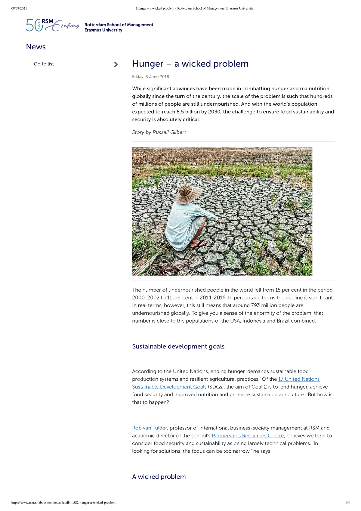 Hunger – a wicked problem - Rotterdam School of Management, Erasmus ...