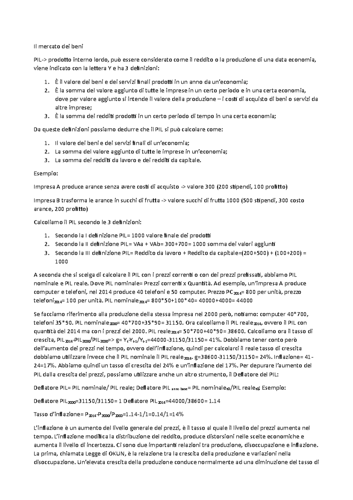 Macroeconomia Blanchard Il mercato dei beni PIL> prodotto interno