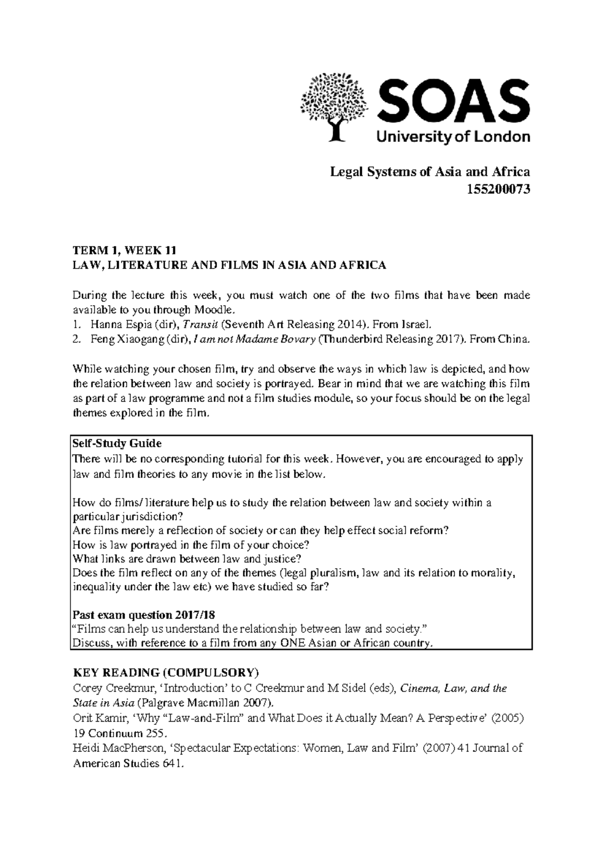 LSAA Week 11 Law, Literature and Film 2021 - Legal Systems of Asia and ...