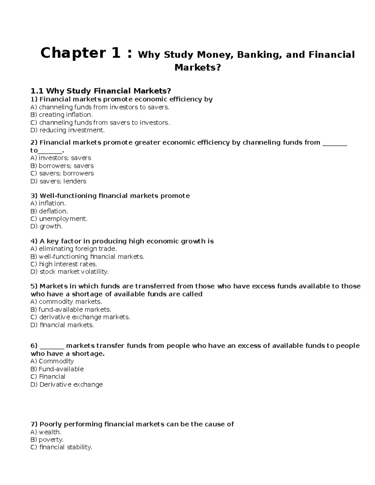 Chapter 1 sdfghjkl; Chapter 1 Why Study Money, Banking, and