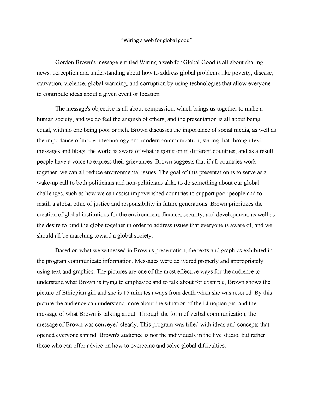 wiring a web for global good essay