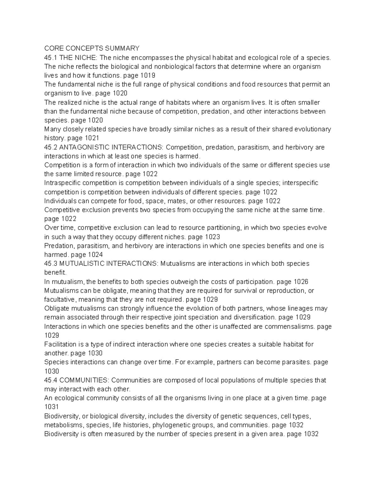 Chapter 45 summary Biology How Life Works CORE CONCEPTS SUMMARY 45