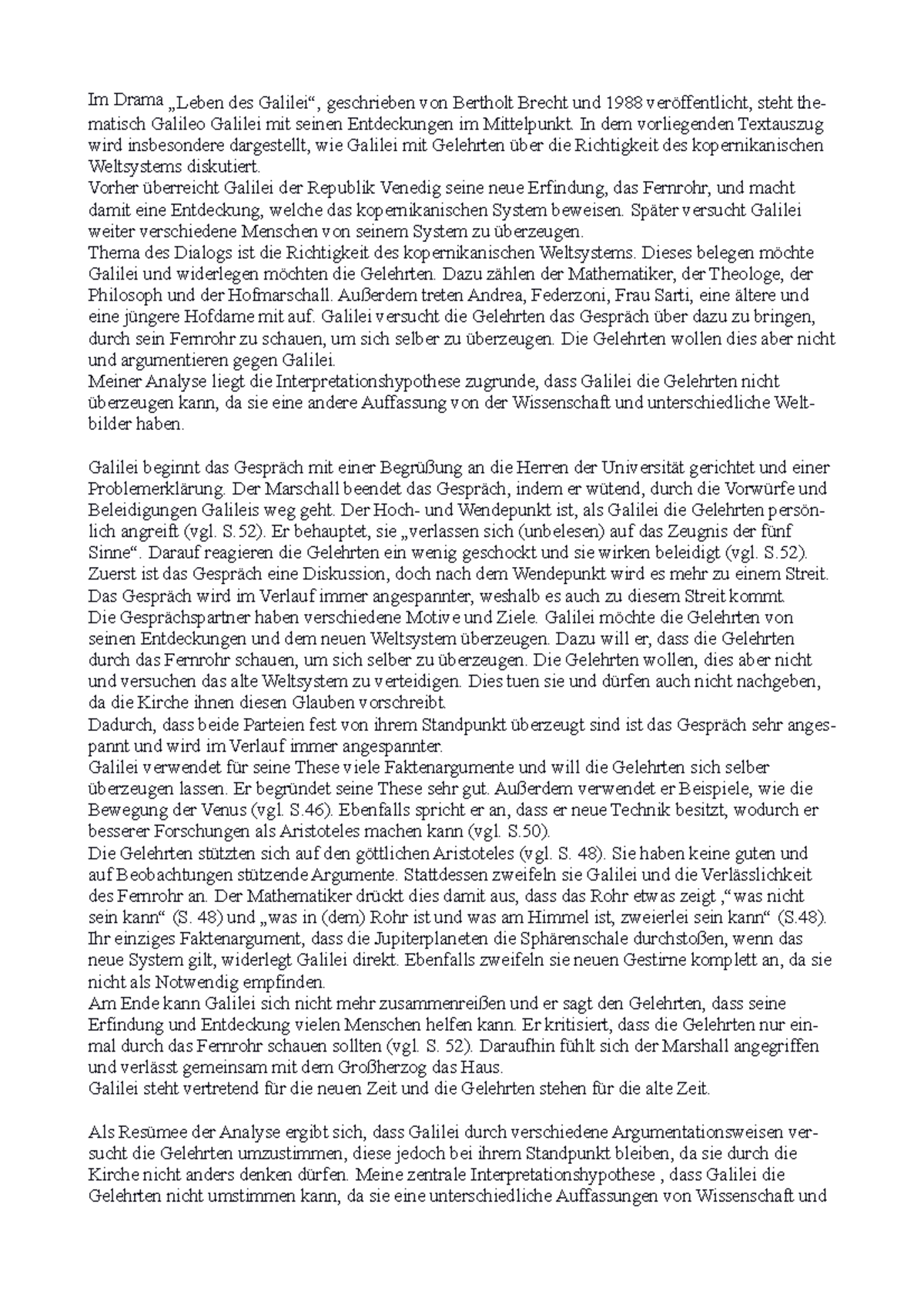 Die Räuber 4 Akt 3 Szene Analyse Analyse Szene 5 - Einführungsphase - Im Drama „Leben des Galilei