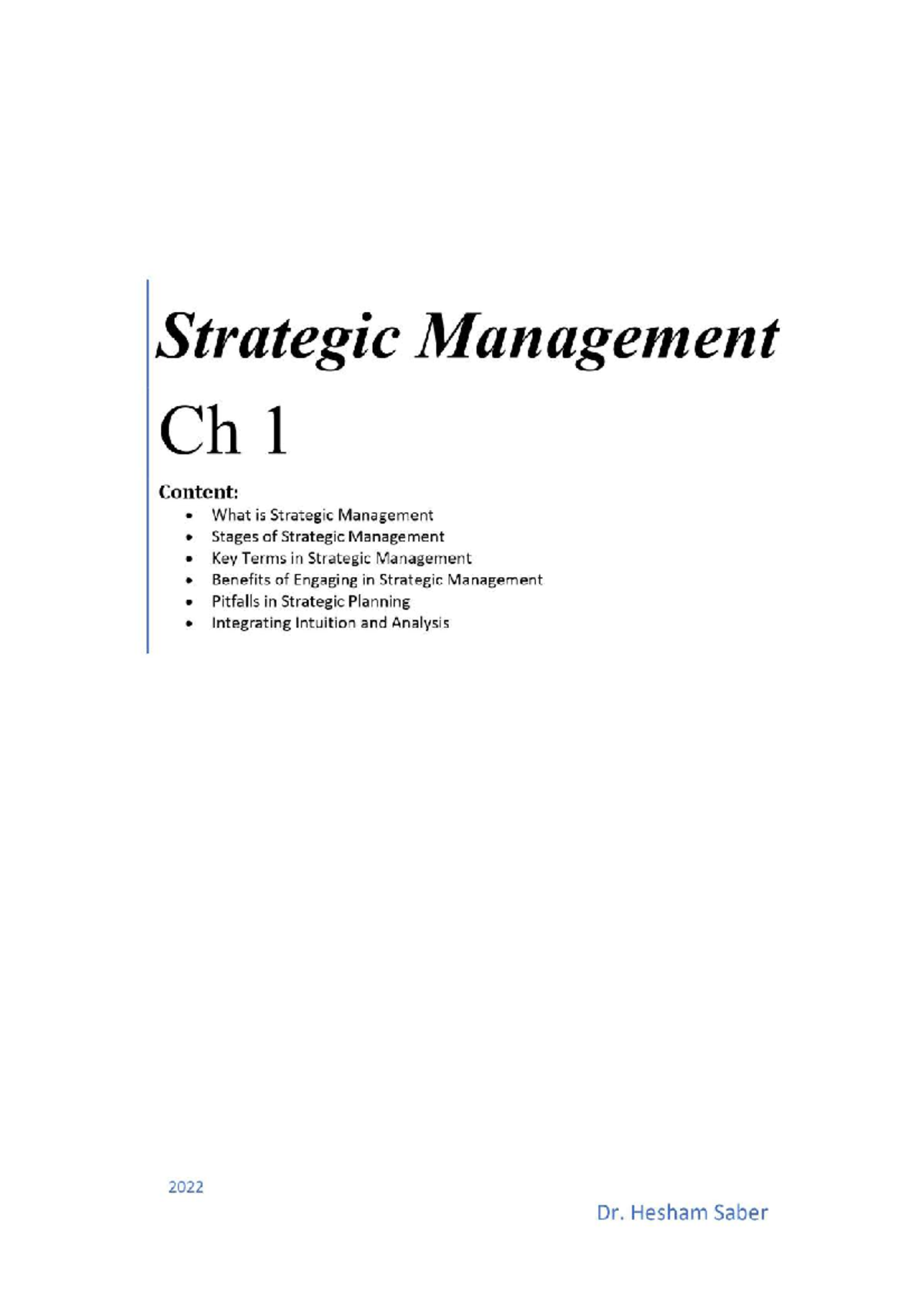 Ch1 - Strategic Management - Strategic Management - Studocu