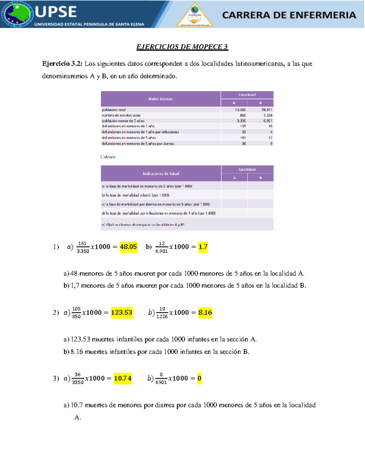 Ejercicios mopece ejercicios de mopece 3 ejercicio 3 los siguientes