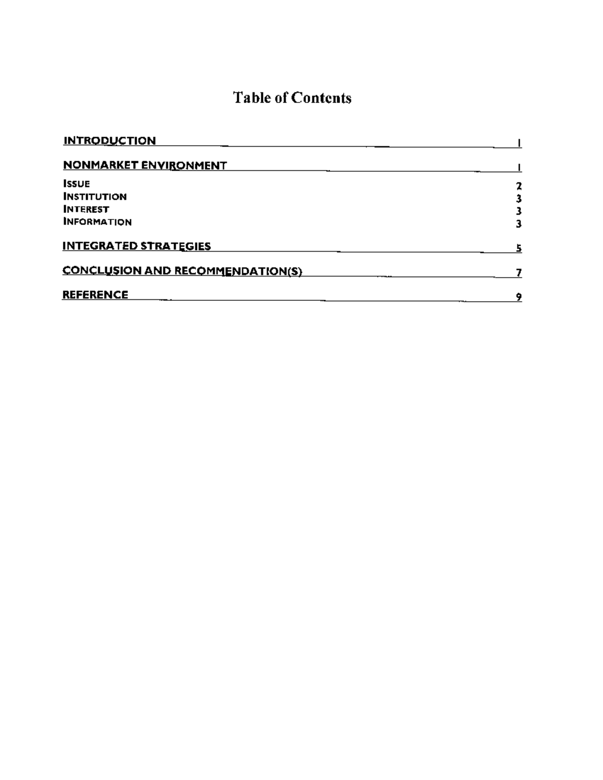 Example 1 final paper - Table of Contents INTRODUCTION NONMARKET ...
