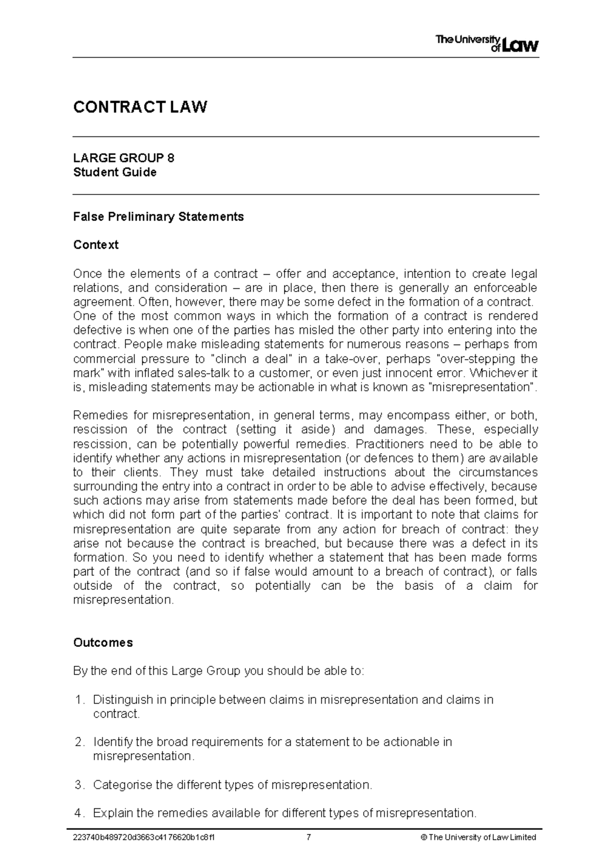 2223 cont lg08 ce01 student guide-2 - CONTRACT LAW LARGE GROUP 8 ...