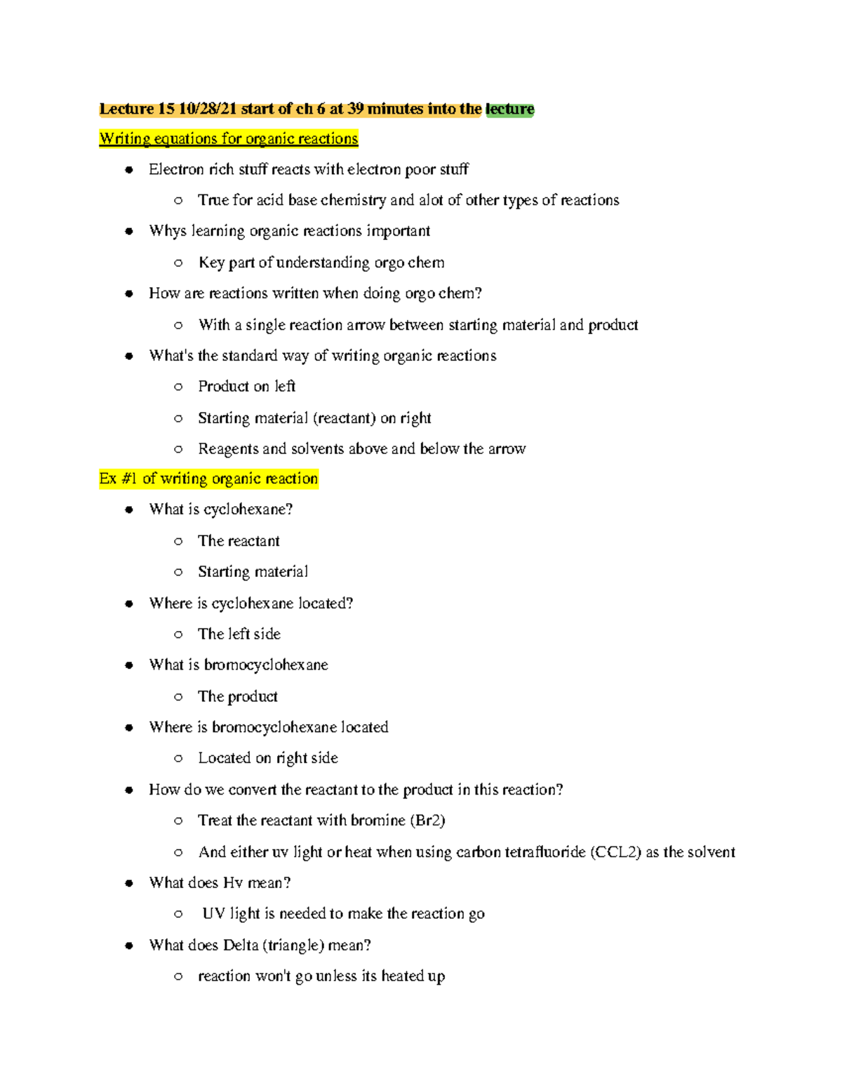 CHM 221 CH 6 notes - Lecture 15 10/28/21 start of ch 6 at 39 minutes ...