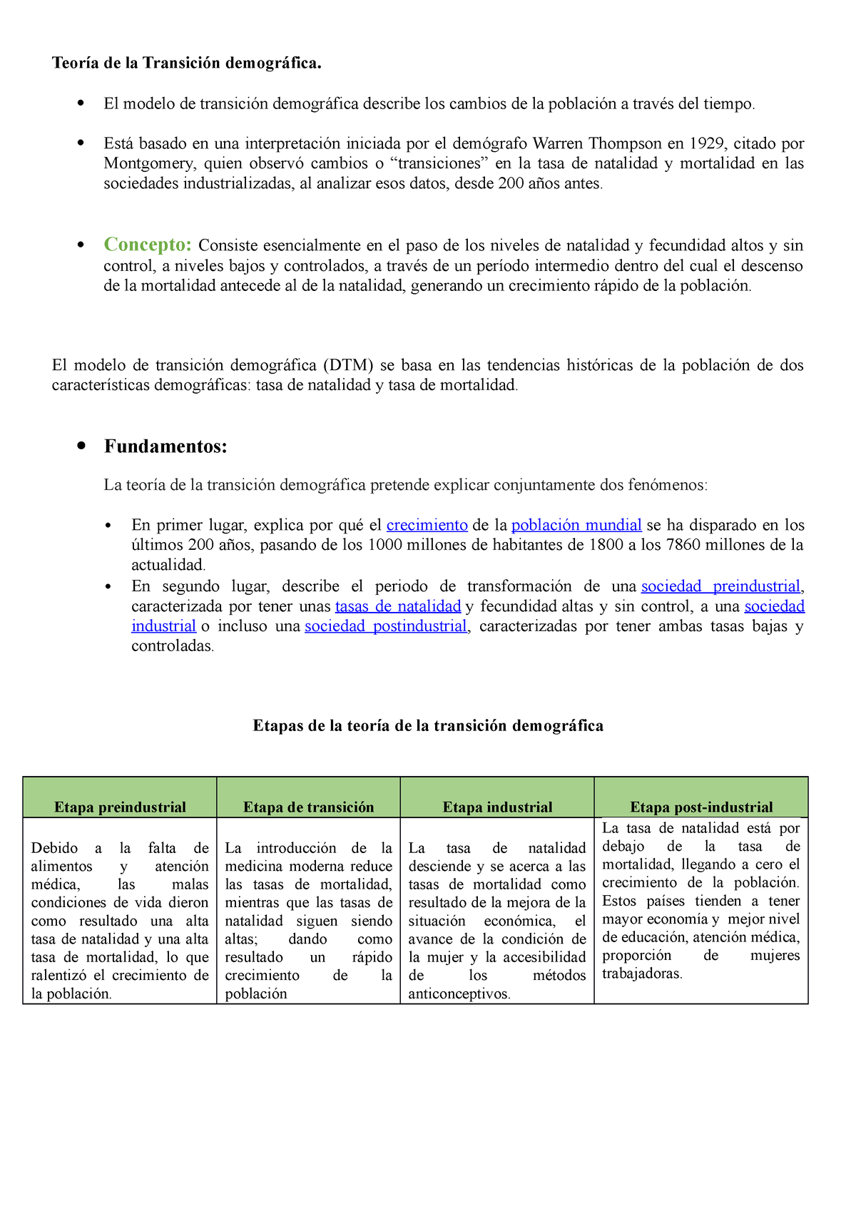 Infografia Teoría De La Transición Demográfica El Modelo De Transición Demográfica Describe