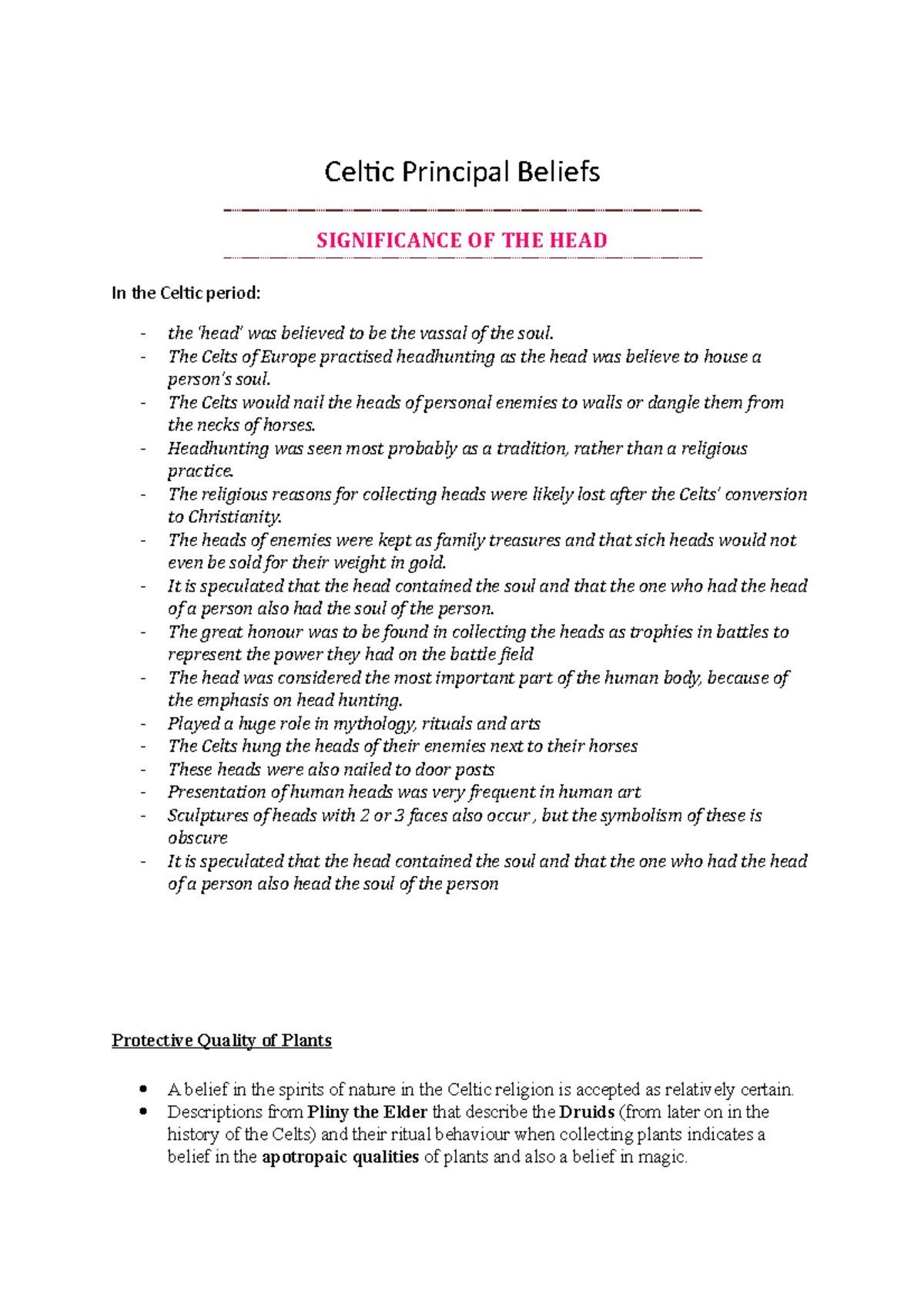 Celtic Principal Beliefs - Celtic Principal Beliefs SIGNIFICANCE OF THE ...