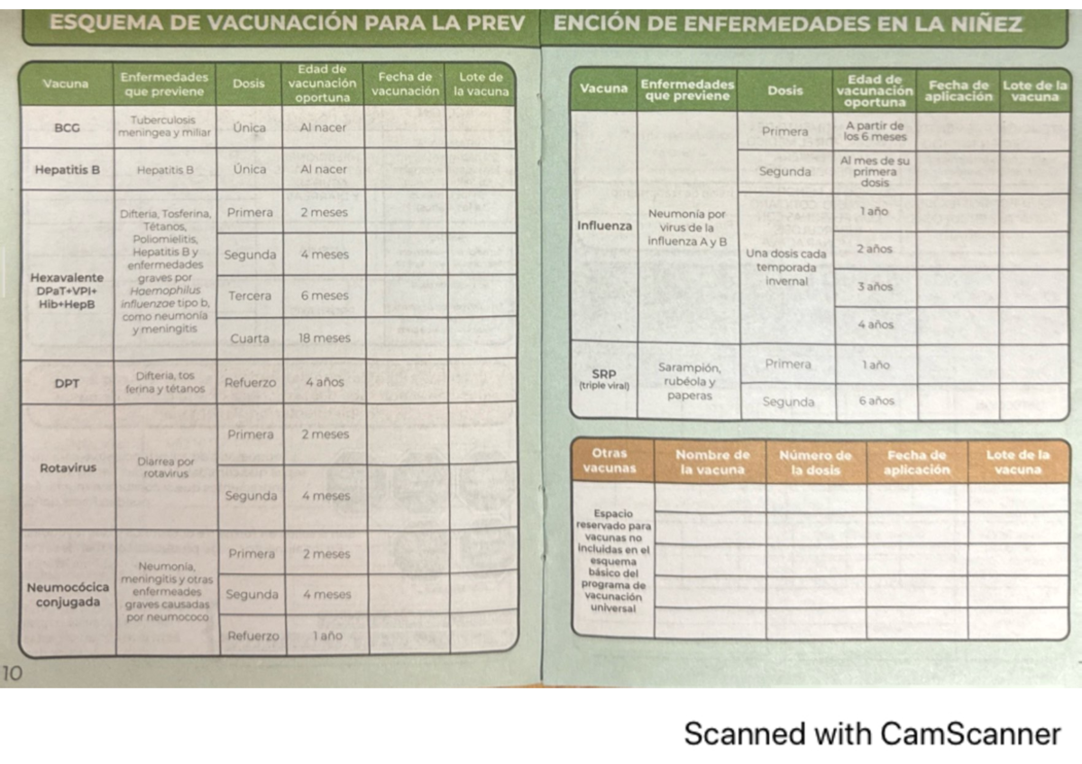 Cartilla Nacional de Salud. Niñes de 0 a 9 años de edad - ESQUEMA DE