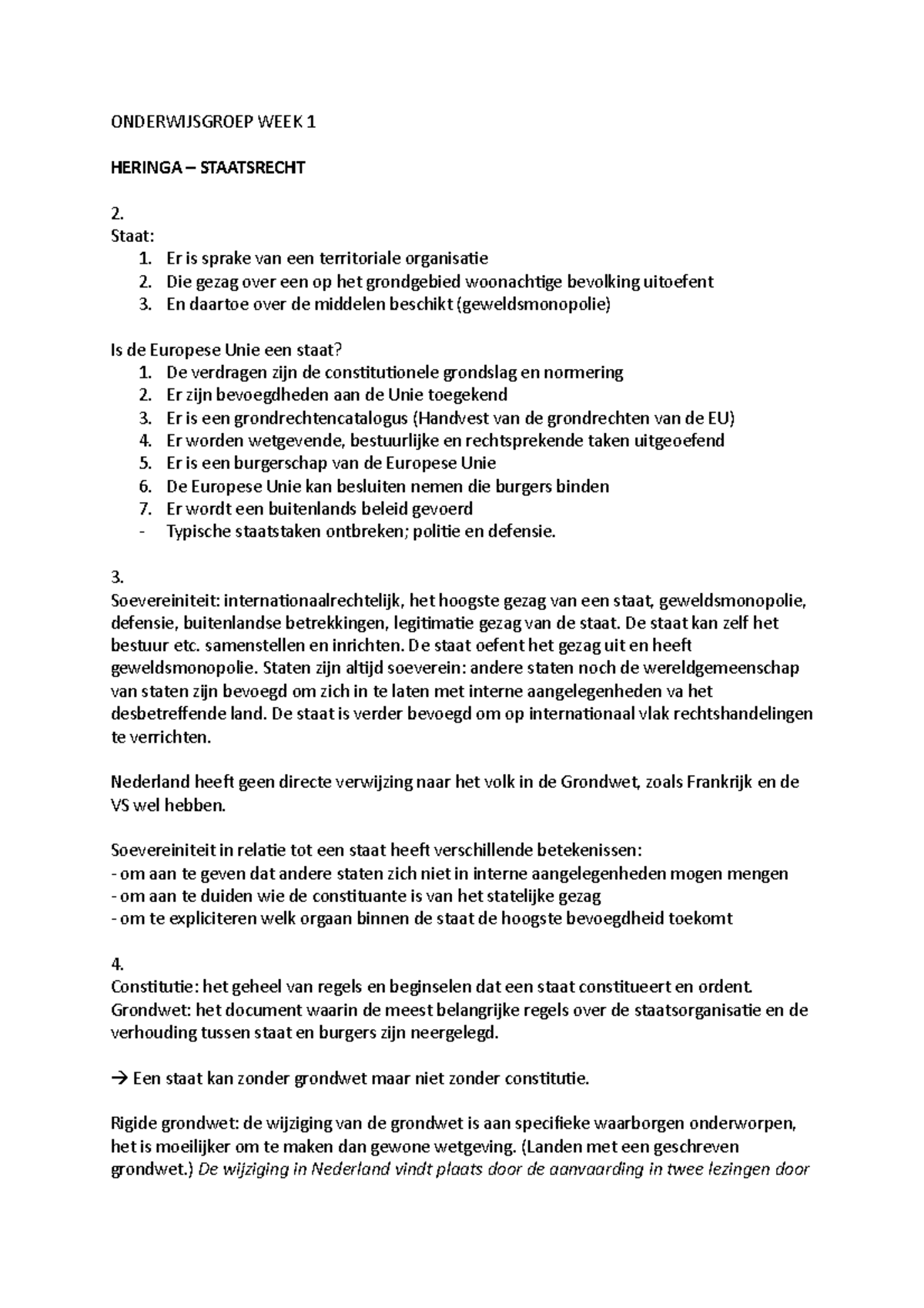 Onderwijsgroep Week 1 - Samenvatting Staatsrecht - ONDERWIJSGROEP WEEK ...