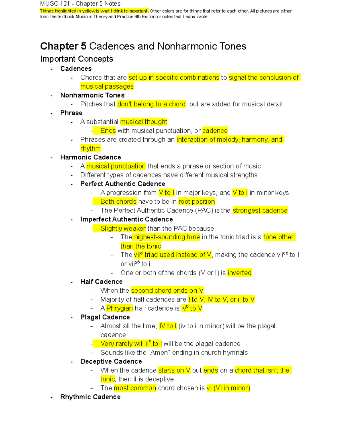 Chapter 5 - Summary Music In Theory And Practice - MUSC 121 Chapter 5 ...