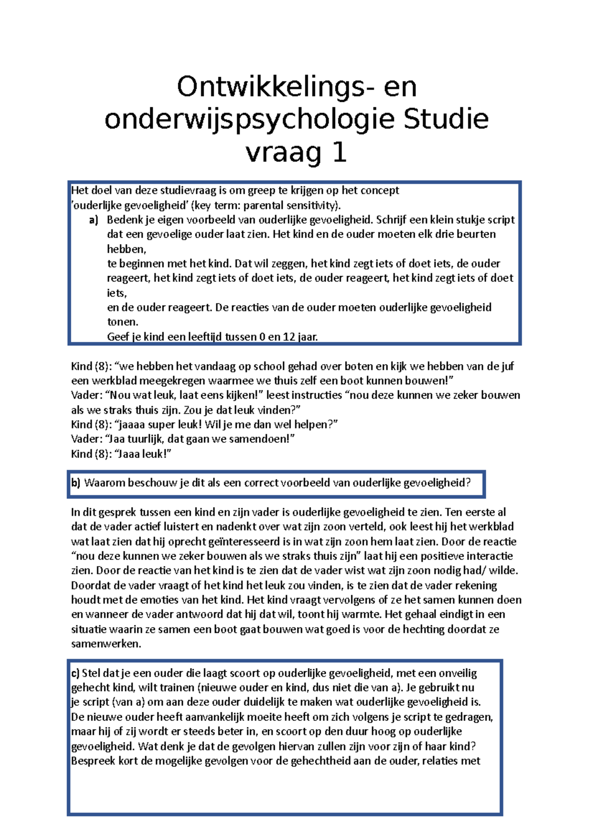 Studie Vraag 1 Onwikkelings- En Onderwijspsychologie - Ontwikkelings ...